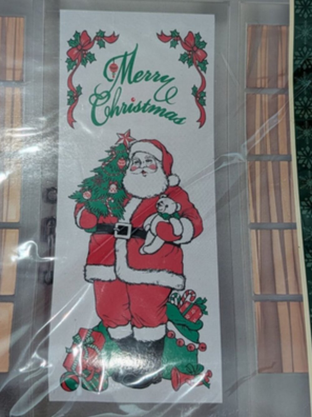 NEW Holiday Time Merry Christmas Santa Claus Retro Vintage Door Panel Decoration